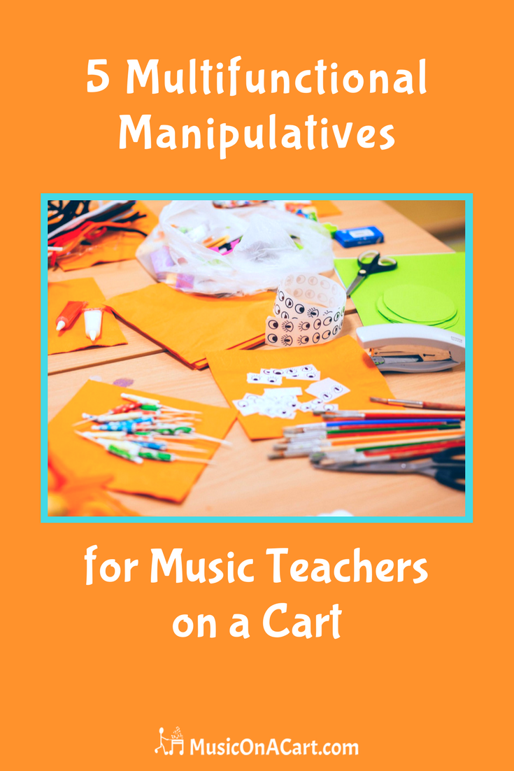 Five multifunctional manipulatives for music teachers on a cart. | www.MusicOnACart.com