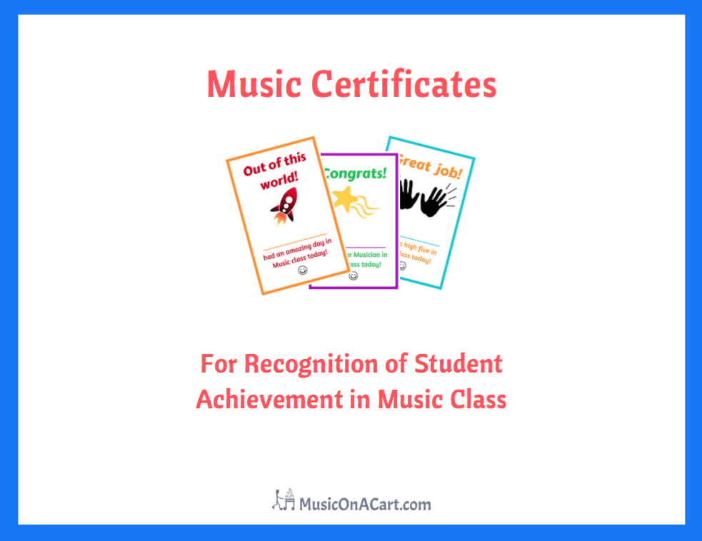 Acknowledge your students with these fun music certificates! | www.MusicOnACart.com