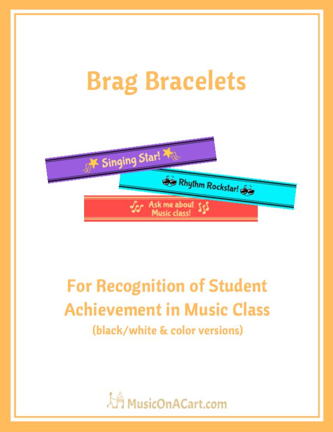 Acknowledge your music students' efforts with these fun, reproducible brag bracelets! | www.MusicOnACart.com
