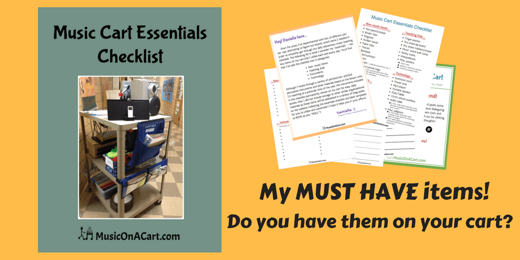 Essential checklist of teaching tools and items when teaching music from a cart. | www.MusicOnACart.com